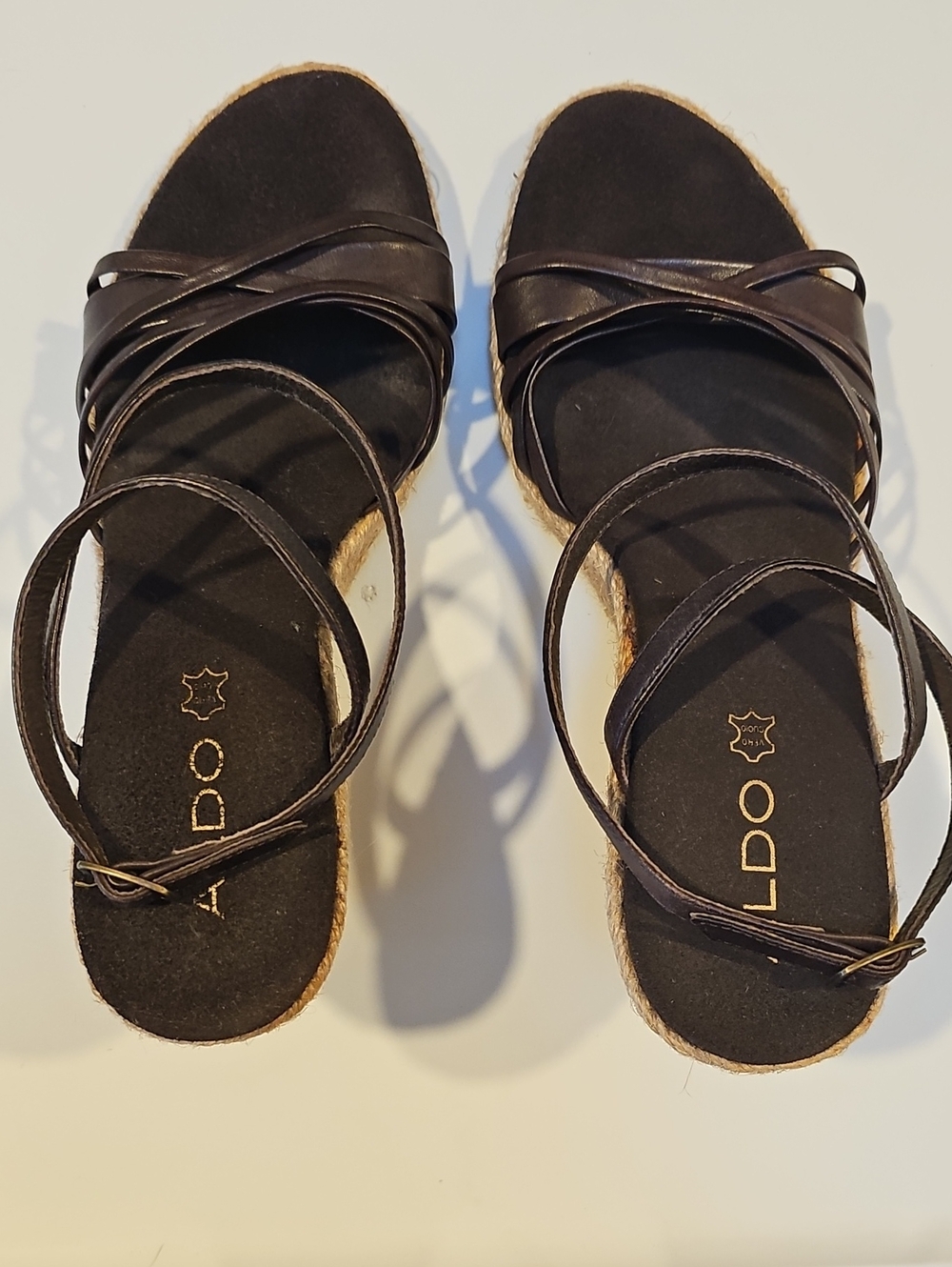 ALDO Chocolate Brown Strappy Espadrille Sandals with Ankle Wrap
